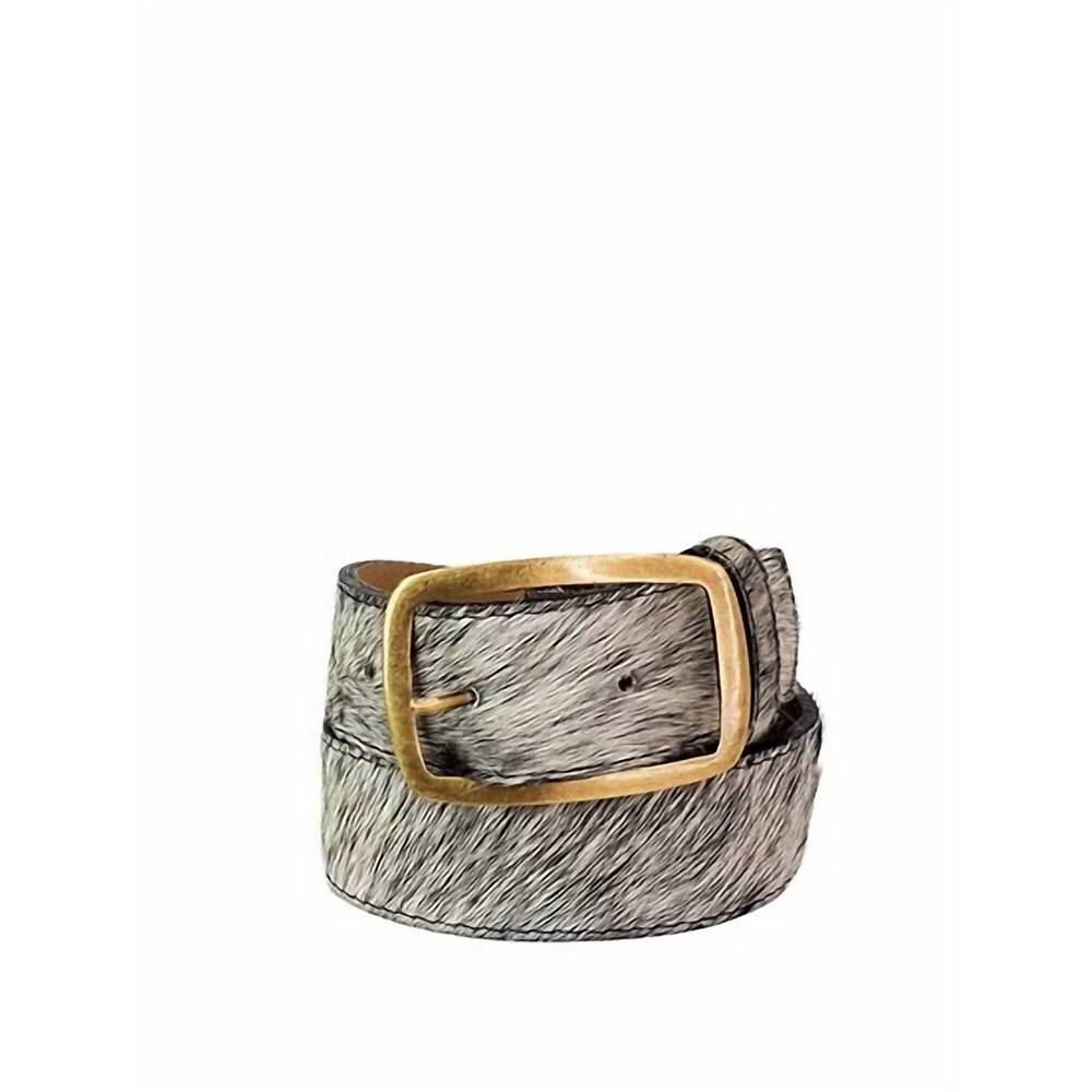 NEW CHARLIE LEATHER women's kallyn wide exotic belt in spotty black fur